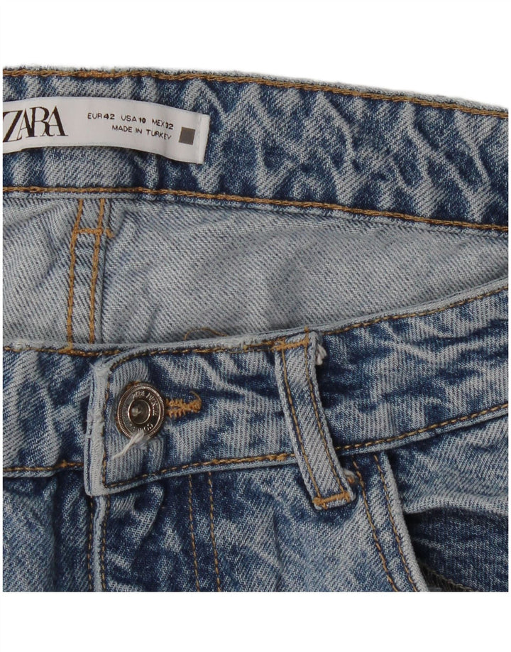 Zara Womens Distressed High Rise Loose Jeans EU 42 Large W32 L31 Blue