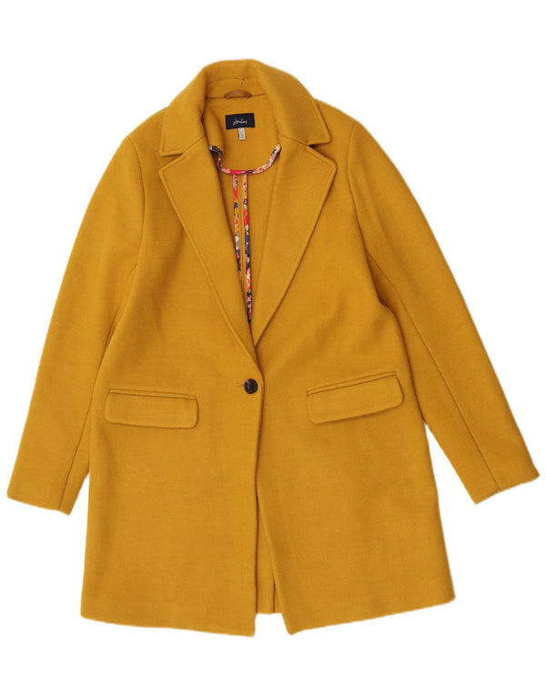 Joules Womens Overcoat UK 10 Small Yellow Polyester Classic