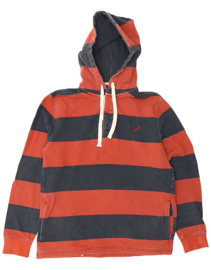 CREW CLOTHING Mens Hoodie Jumper Medium Red Striped Cotton