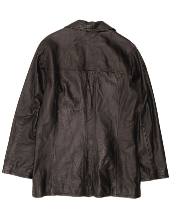 HELEN HUBERT Mens Leather Jacket UK 38 Medium Black Leather