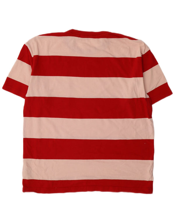 Calvin Klein Jeans Mens Loose Fit T-Shirt Top Small Red Striped Cotton