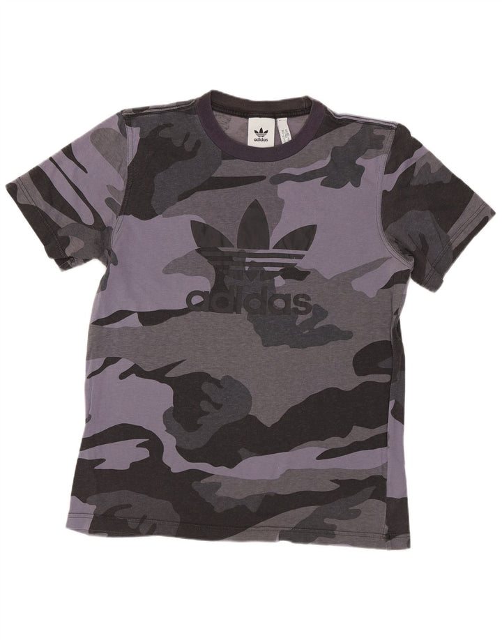 ADIDAS Mens Graphic T-Shirt Top XS Grey Camouflage Cotton