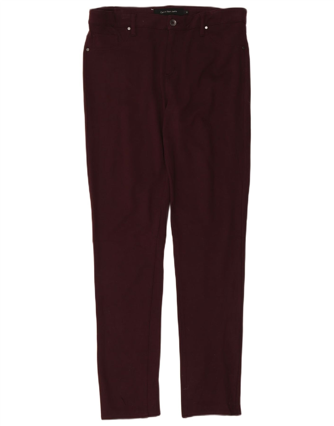 CALVIN KLEIN Womens High Waist Casual Trousers US 14 XL W34 L34 Burgundy