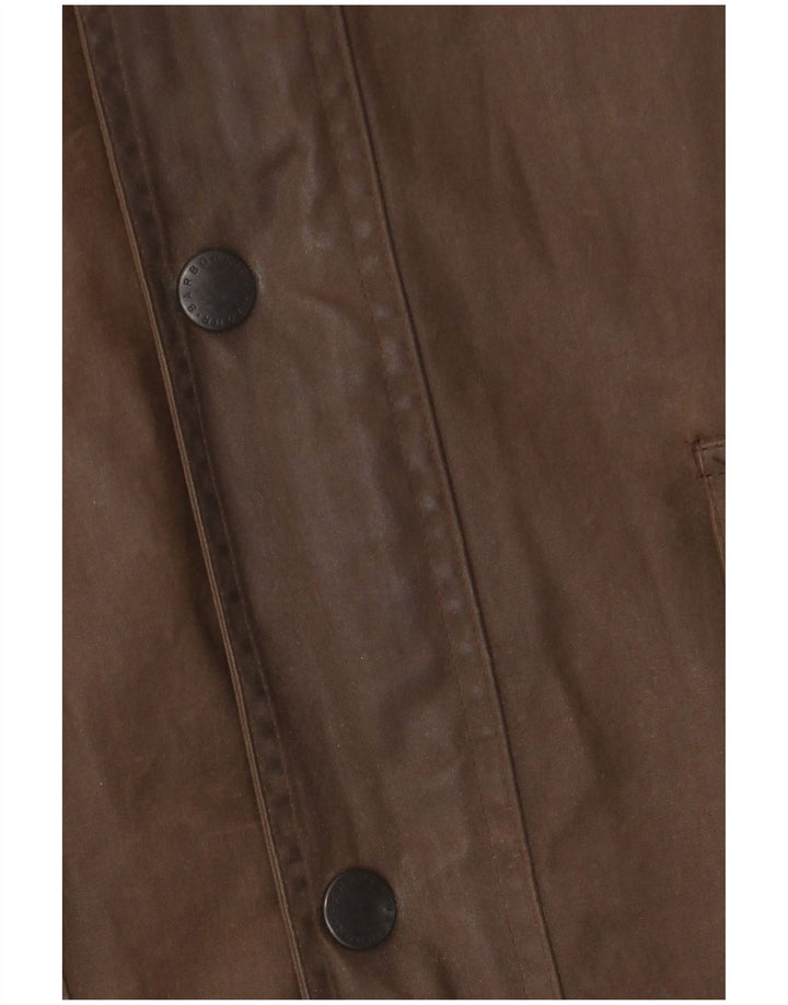 BARBOUR Mens Loose Fit Waxed Cotton Jacket UK 42 XL Brown Polyurethane