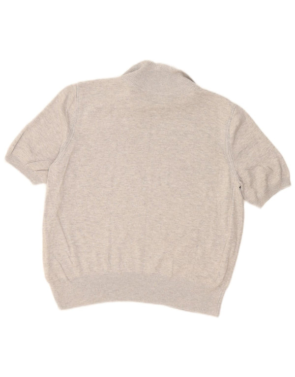 Marks & Spencer Womens Polo Neck Jumper Sweater UK 14 Large Grey Flecked