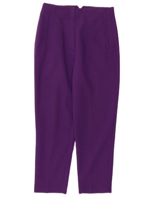Zara Womens Tapered Cropped Trousers Large W30 L26 Purple Polyester