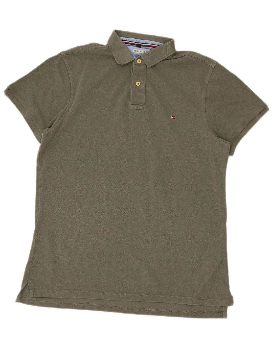TOMMY HILFIGER Mens Regular Fit Polo Shirt XL Khaki Cotton