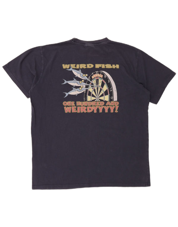 WEIRD FISH Mens Graphic T-Shirt Top XL Navy Blue Cotton