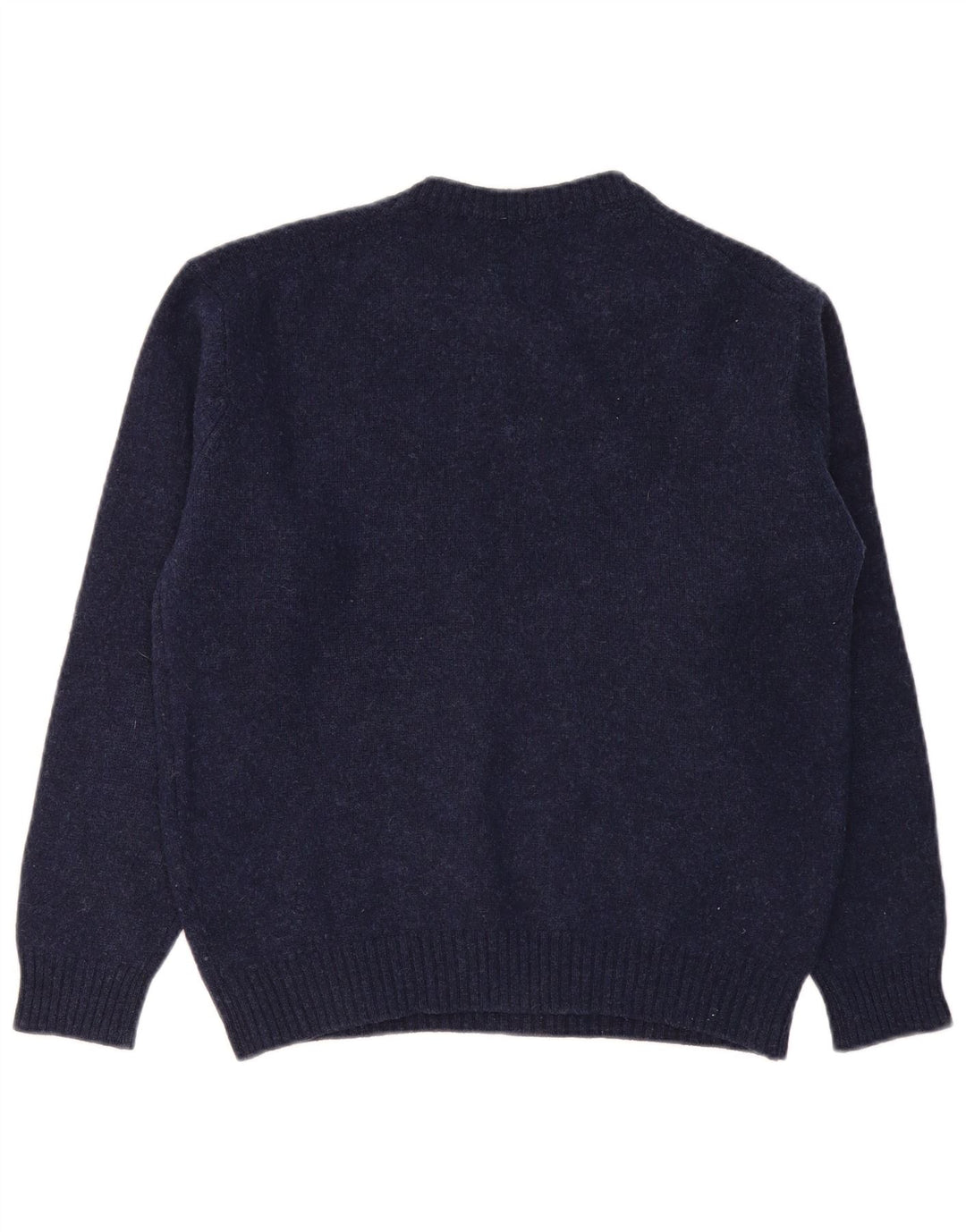 BENETTON Womens Crew Neck Jumper Sweater UK 16 Large Navy Blue Wool