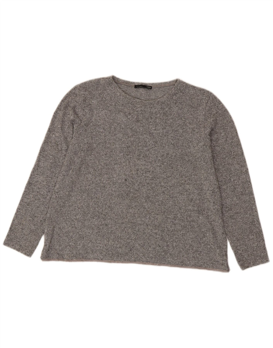 Zara Womens Oversized Top Long Sleeve UK 10 Small Grey Flecked