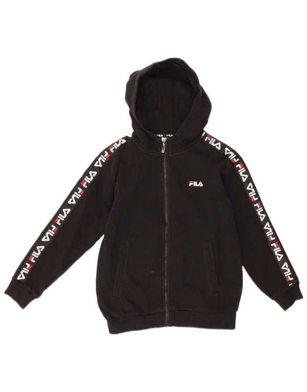 Fila Boys Graphic Zip Hoodie Sweater 7-8 Years Black Cotton