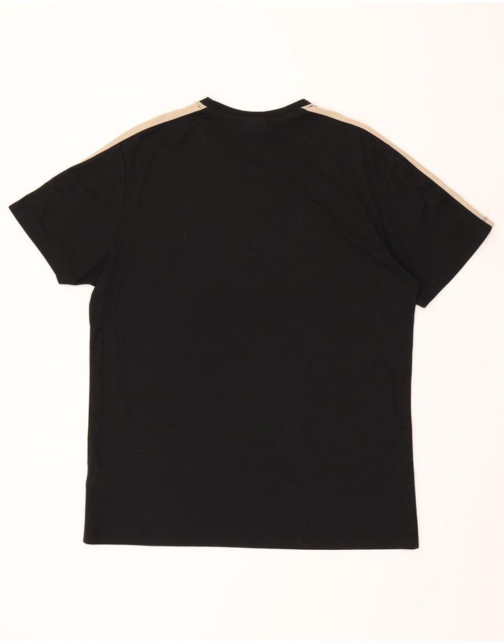 DKNY Mens Graphic T-Shirt Top Large Black Colourblock Cotton