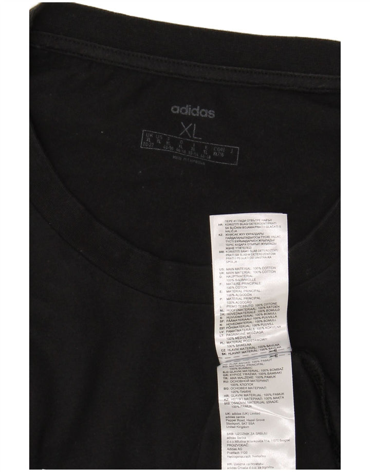 ADIDAS Womens Graphic T-Shirt Top UK 20/22 XL Black Cotton
