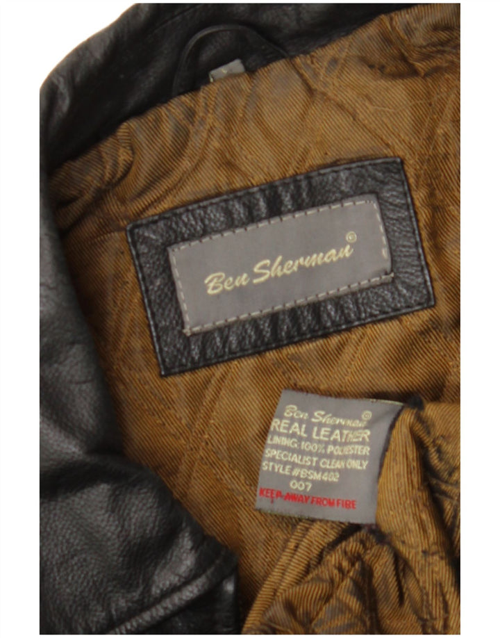 BEN SHERMAN Mens Leather Jacket UK 40 Large Black Leather