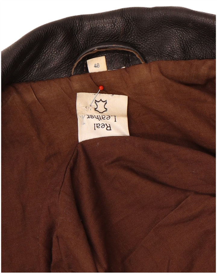 Vintage Mens Leather Jacket IT 48 Medium Brown Leather