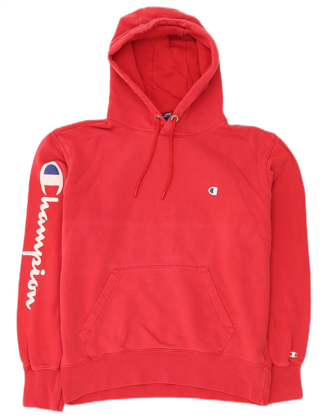 CHAMPION Mens Graphic Hoodie Jumper Large Red