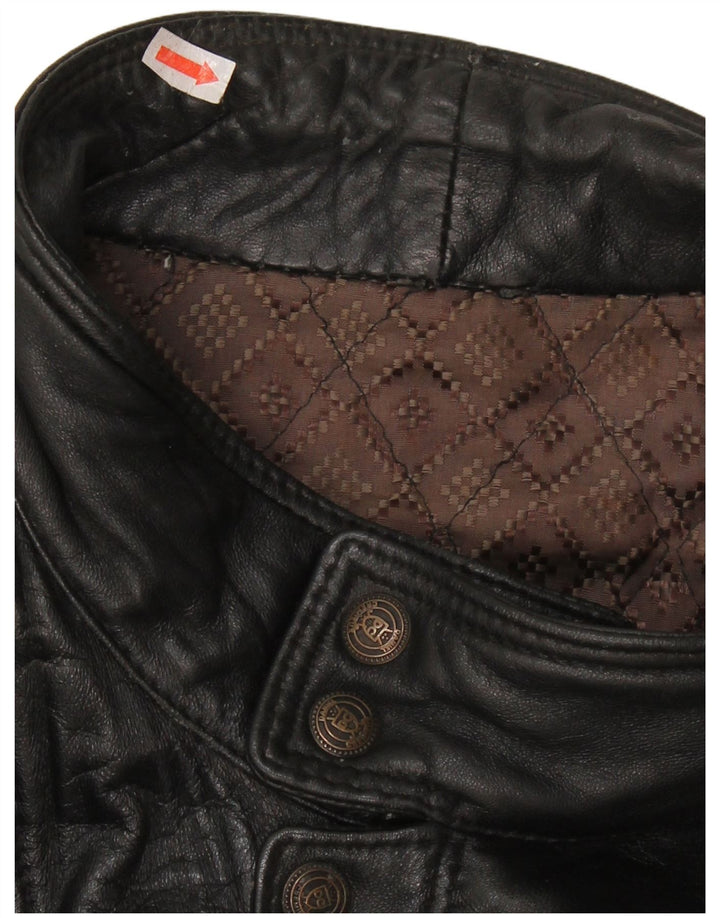 VINTAGE Mens Leather Jacket IT 50 Large Black Leather
