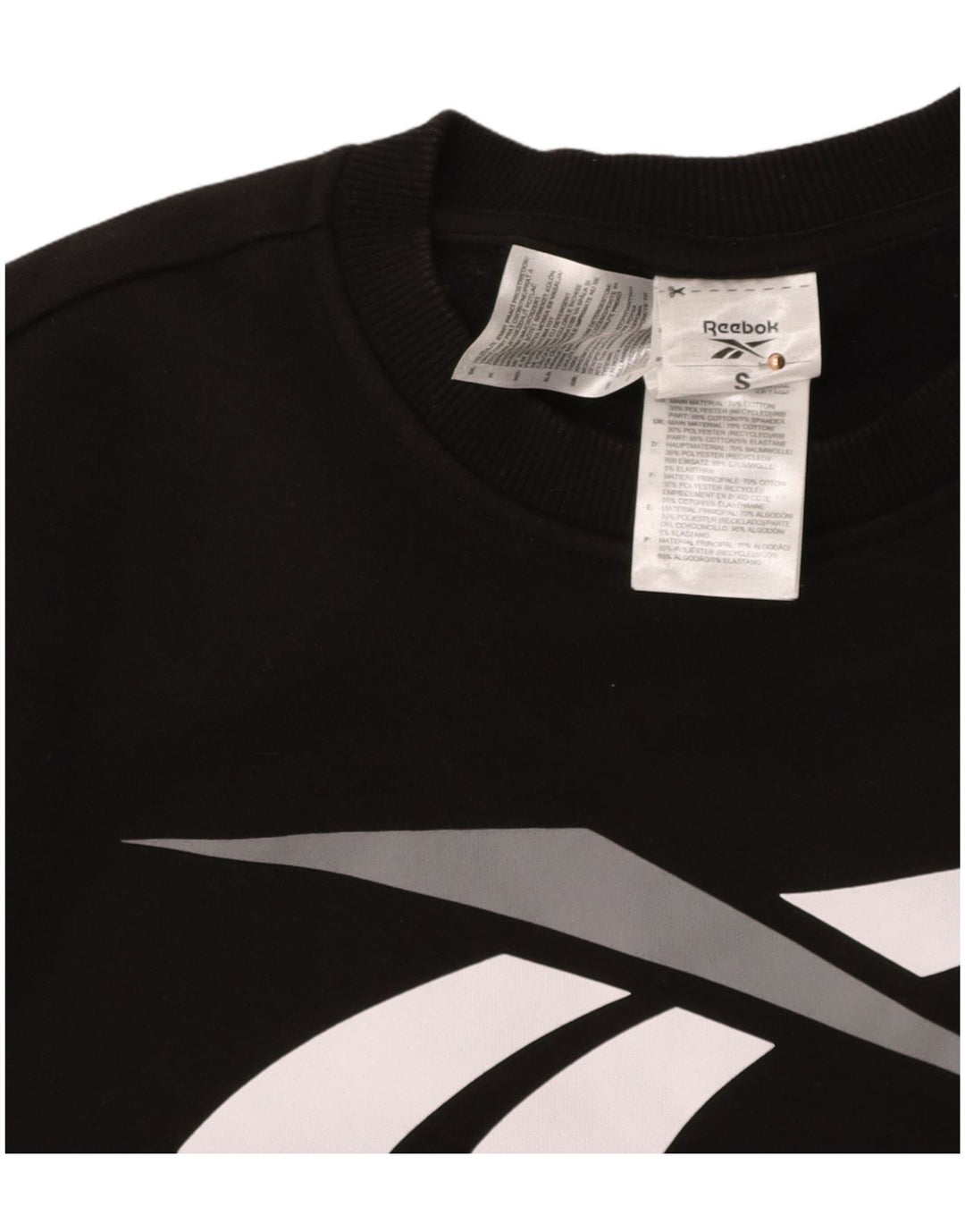 REEBOK Mens Graphic Sweatshirt Jumper Small Black Cotton