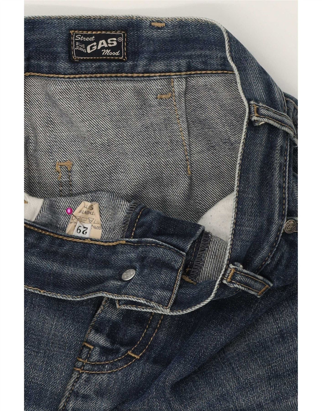 Gas Mens Straight Jeans W29 L33 Blue Cotton