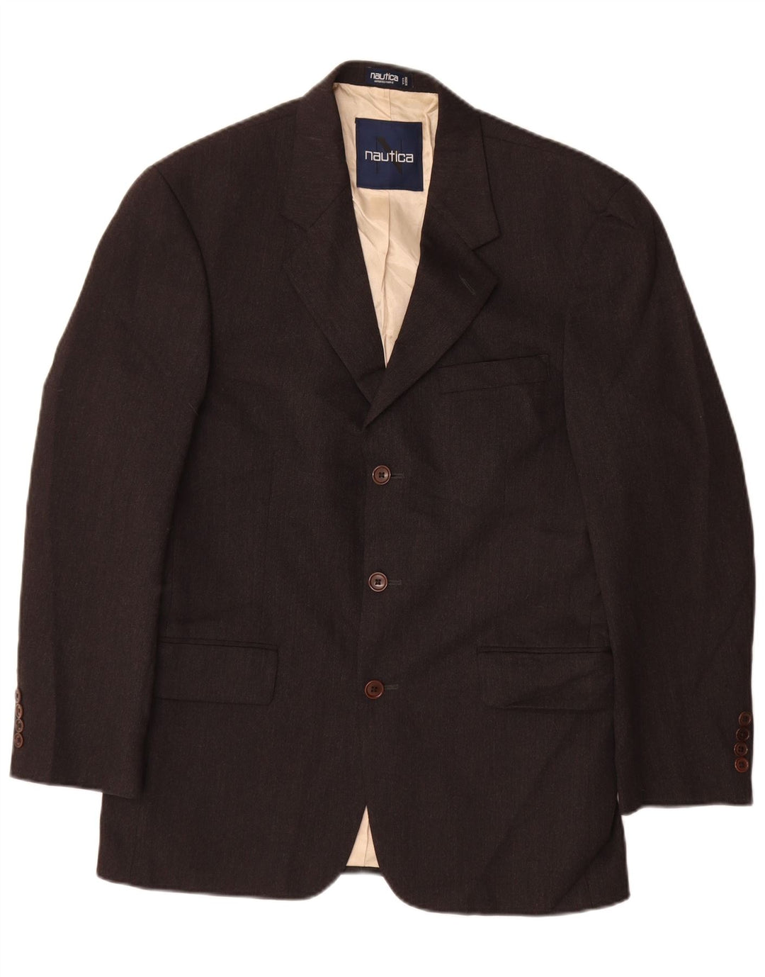 NAUTICA Mens 3 Button Blazer Jacket UK 38 Medium Grey Wool