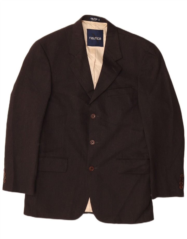 NAUTICA Mens 3 Button Blazer Jacket UK 38 Medium Grey Wool
