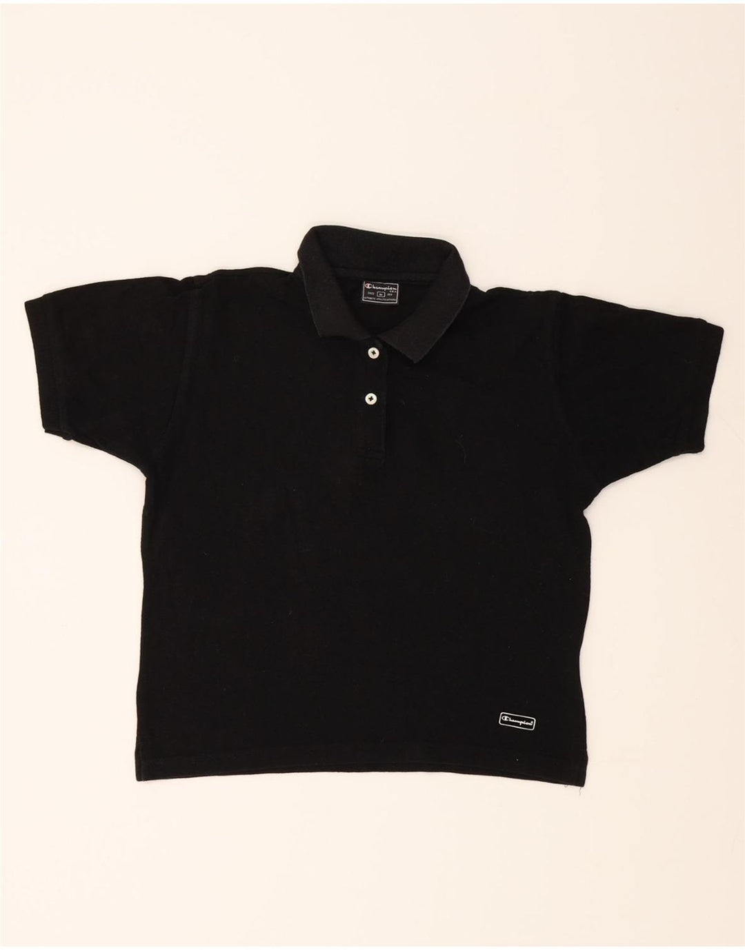 CHAMPION Womens Polo Shirt UK 12 Medium Black Cotton Vintage Champion and Second-Hand Champion from Messina Hembry 