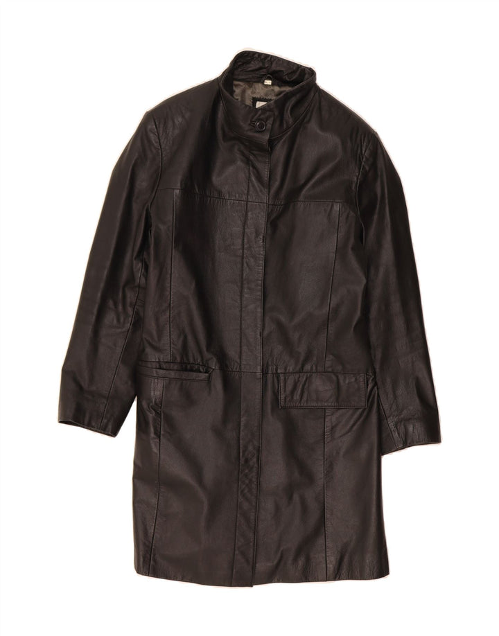 CLASSICS Womens Leather Coat UK 12 Medium Black Leather Vintage Classics and Second-Hand Classics from Messina Hembry 