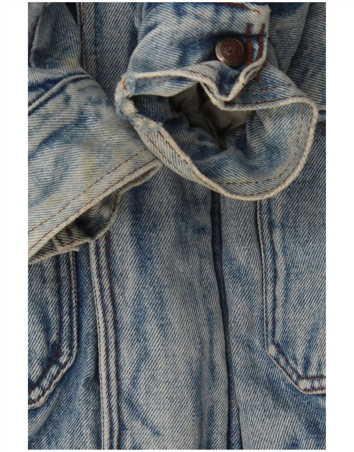 MASH Mens Sherpa Denim Jacket UK 42 XL Blue Cotton