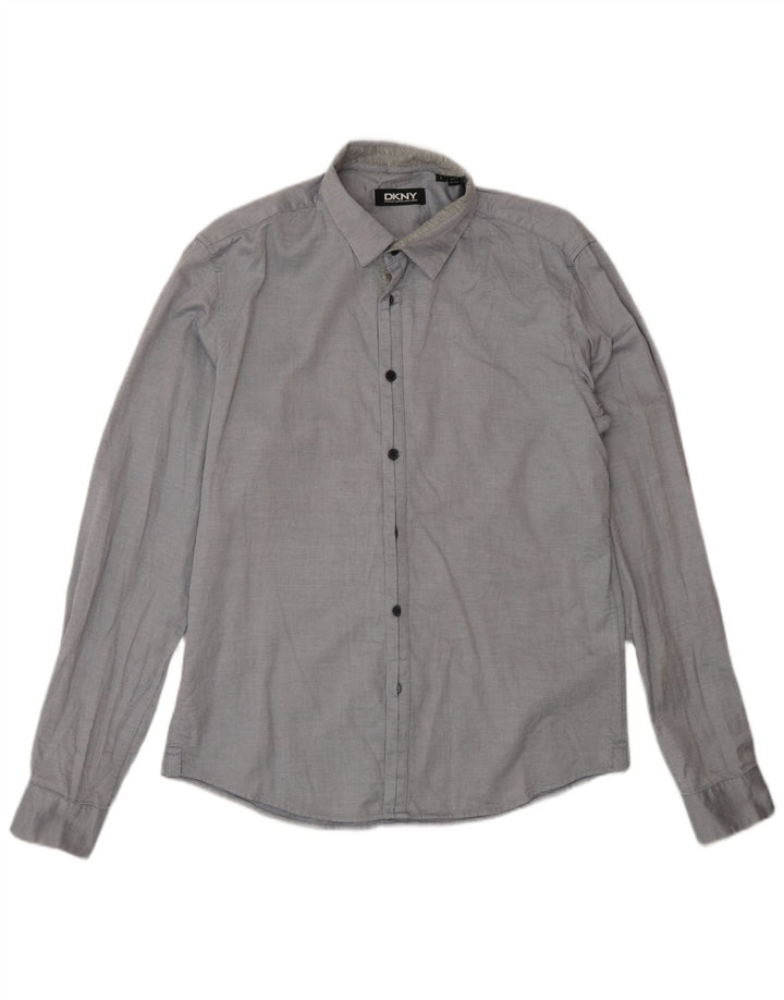 Dkny Mens Shirt Large Grey Cotton
