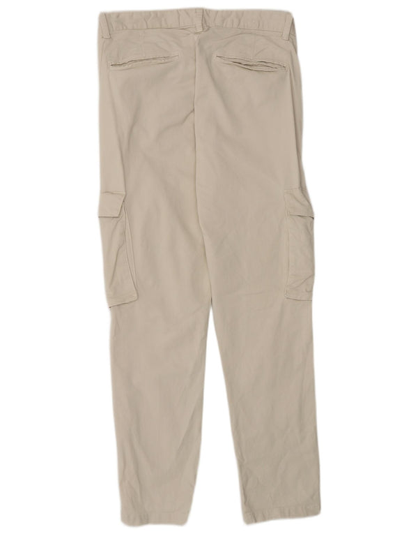 Zara Mens Slim Cargo Trousers EU 38 Small W30 L28 Off White Cotton