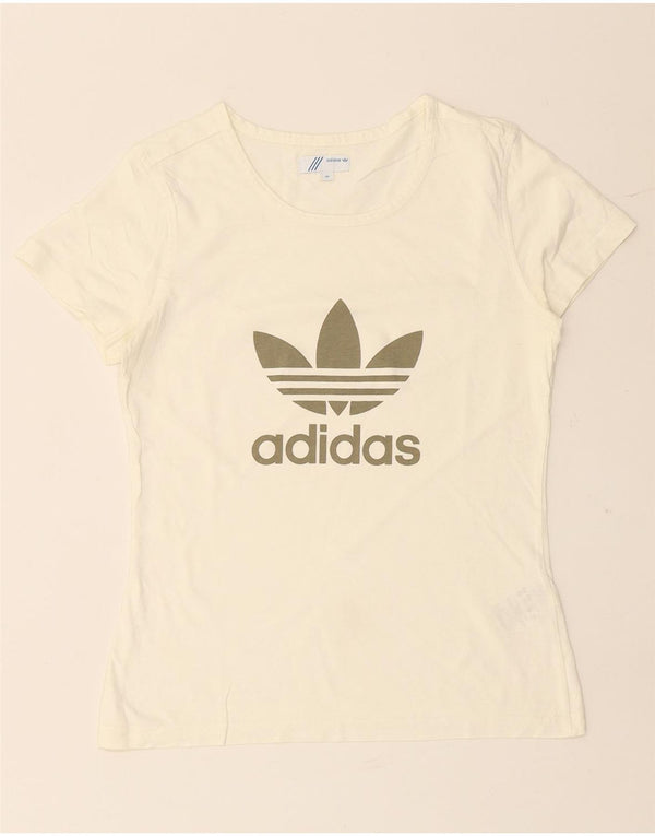 ADIDAS Womens Graphic T-Shirt Top IT 42 Medium White Cotton