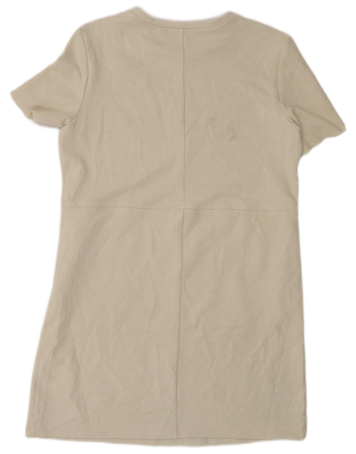 Zara Womens Shift Dress UK 14 Medium Beige Polyester