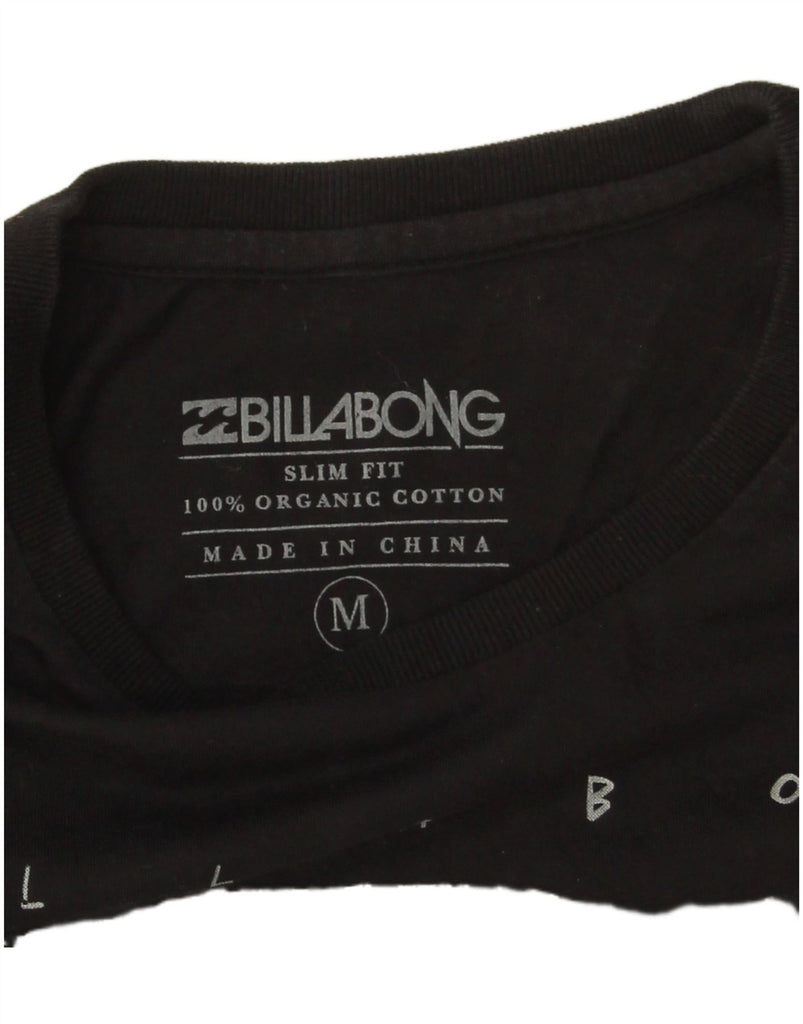 BILLABONG Mens Slim Fit Graphic T-Shirt Top Medium Black Cotton Vintage Billabong and Second-Hand Billabong from Messina Hembry 