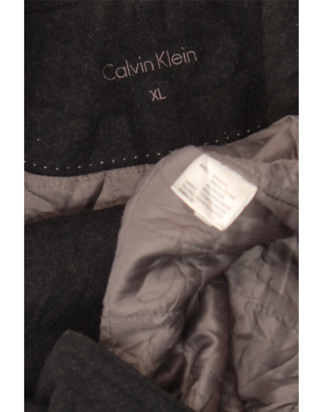 Calvin Klein Mens Pea Coat UK 42 XL Black Wool
