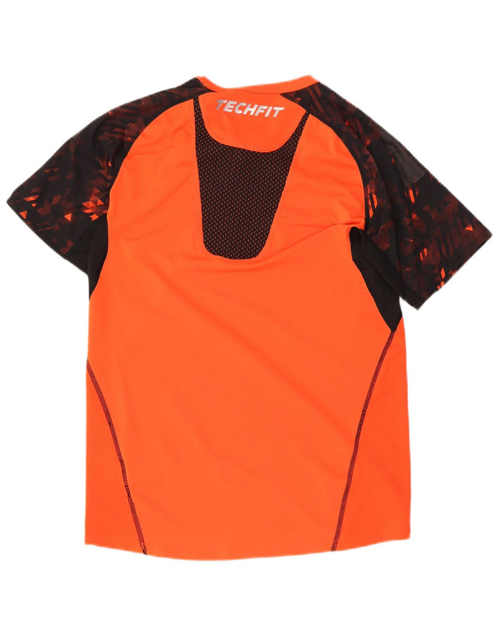 Adidas Mens Tech Fit T-Shirt Top Small Orange Colourblock Polyester