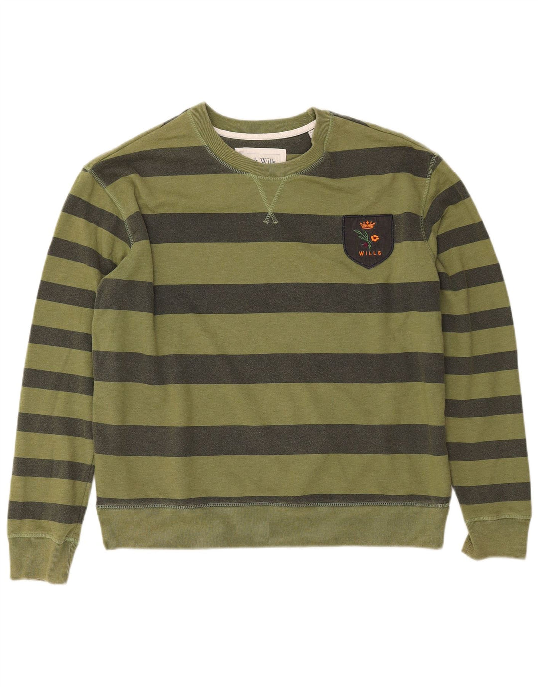 JACK WILLS Womens Oversized Sweatshirt Jumper UK 14 Large Khaki Striped