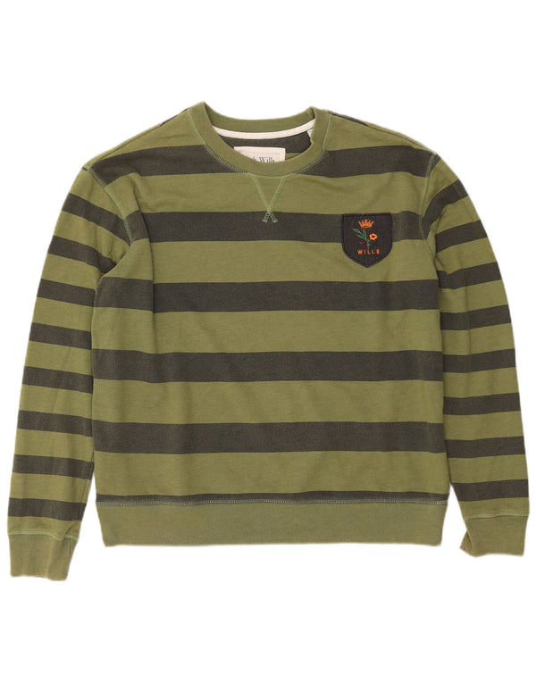 JACK WILLS Womens Oversized Sweatshirt Jumper UK 14 Large Khaki Striped