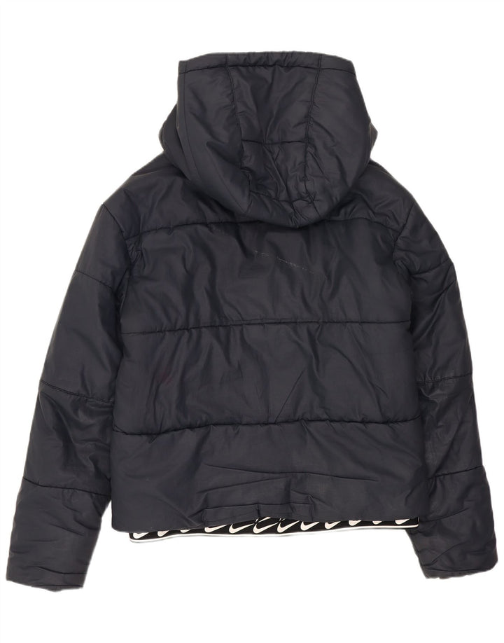 Nike Womens Hooded Padded Jacket UK 10 Small Black Polyester