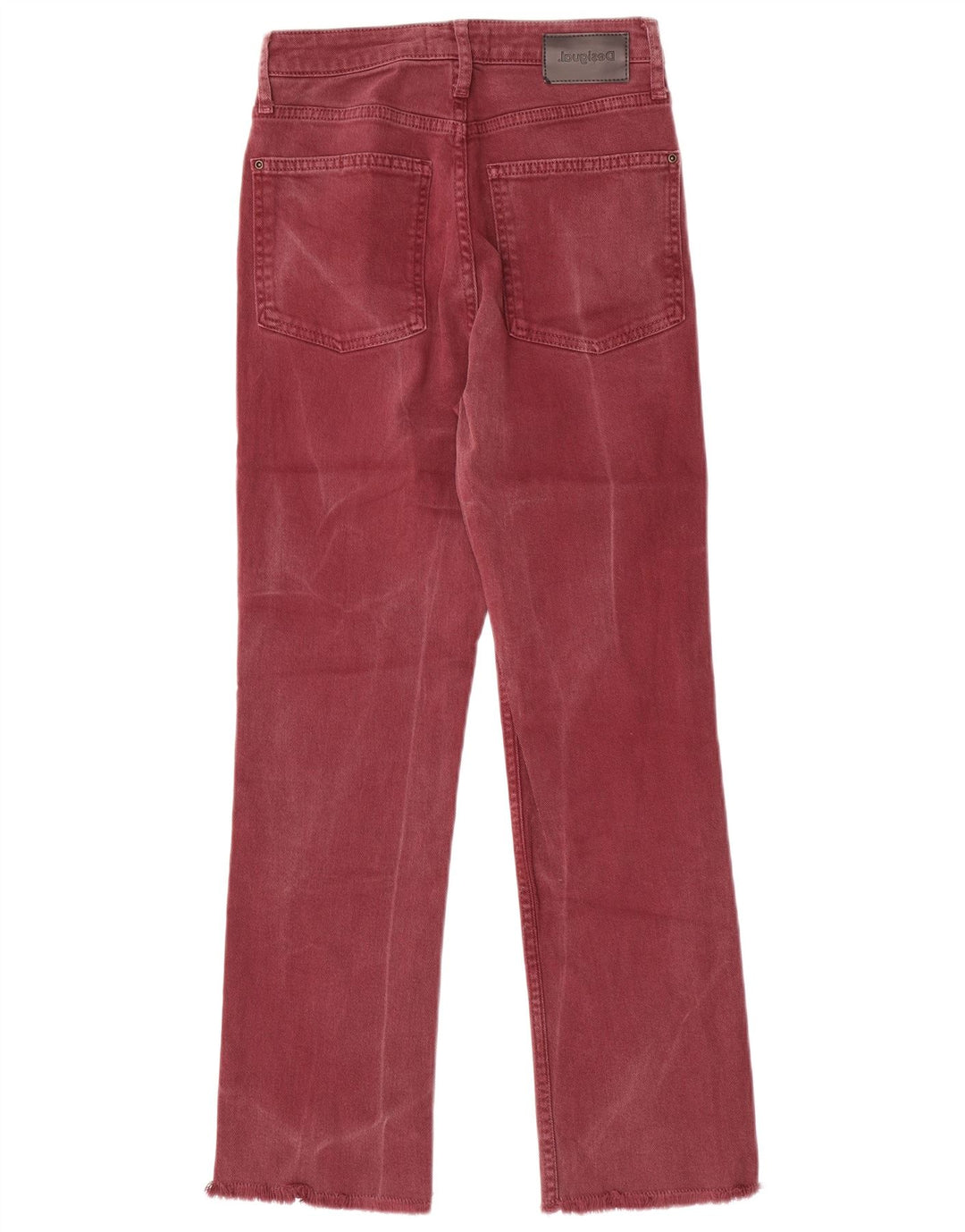 DESIGUAL Womens High Rise Straight Jeans EU 36 Small W26 L27 Maroon Cotton