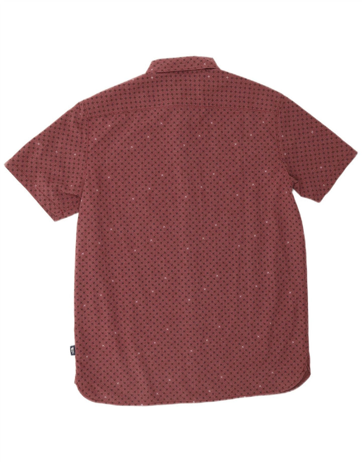 THE NORTH FACE Mens Short Sleeve Shirt Large Burgundy Geometric Polyester