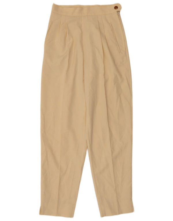 Swish Womens High Waist Pegged Casual Trousers IT 42 Medium W26 L28 Beige