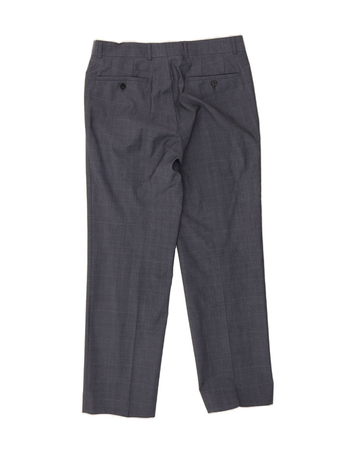 DANIEL HECHTER Mens Straight Suit Trousers W32 L30  Blue Check Viscose Vintage Daniel Hechter and Second-Hand Daniel Hechter from Messina Hembry 
