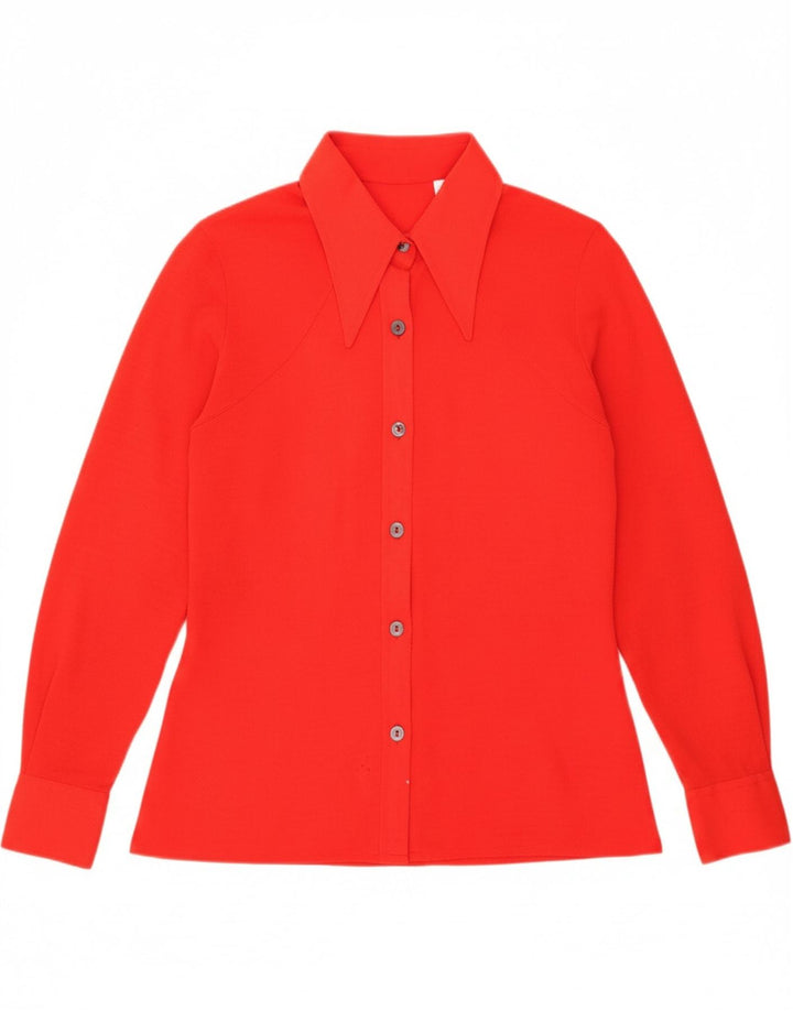 VINTAGE Womens Shirt Blouse UK 12 Medium Red