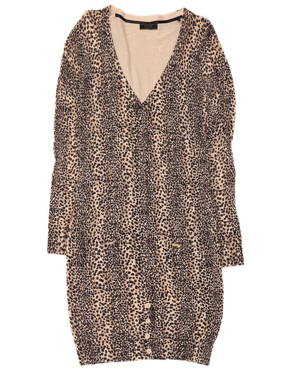 Guess Womens Long Sleeve Jumper Dress UK 12 Medium Beige Animal Print