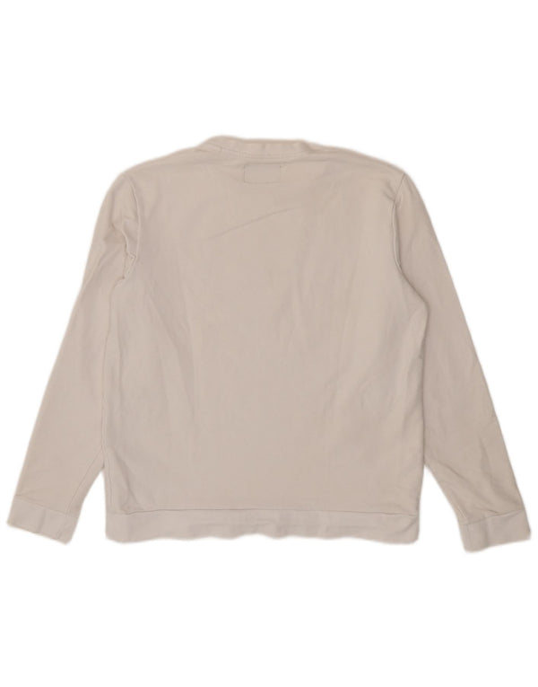 Guess Womens Graphic Top Long Sleeve UK 16 Large White Cotton