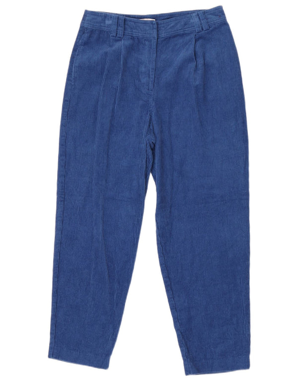 Topshop Womens Tapered Corduroy Trousers UK 10 Small W28 L26 Blue Cotton
