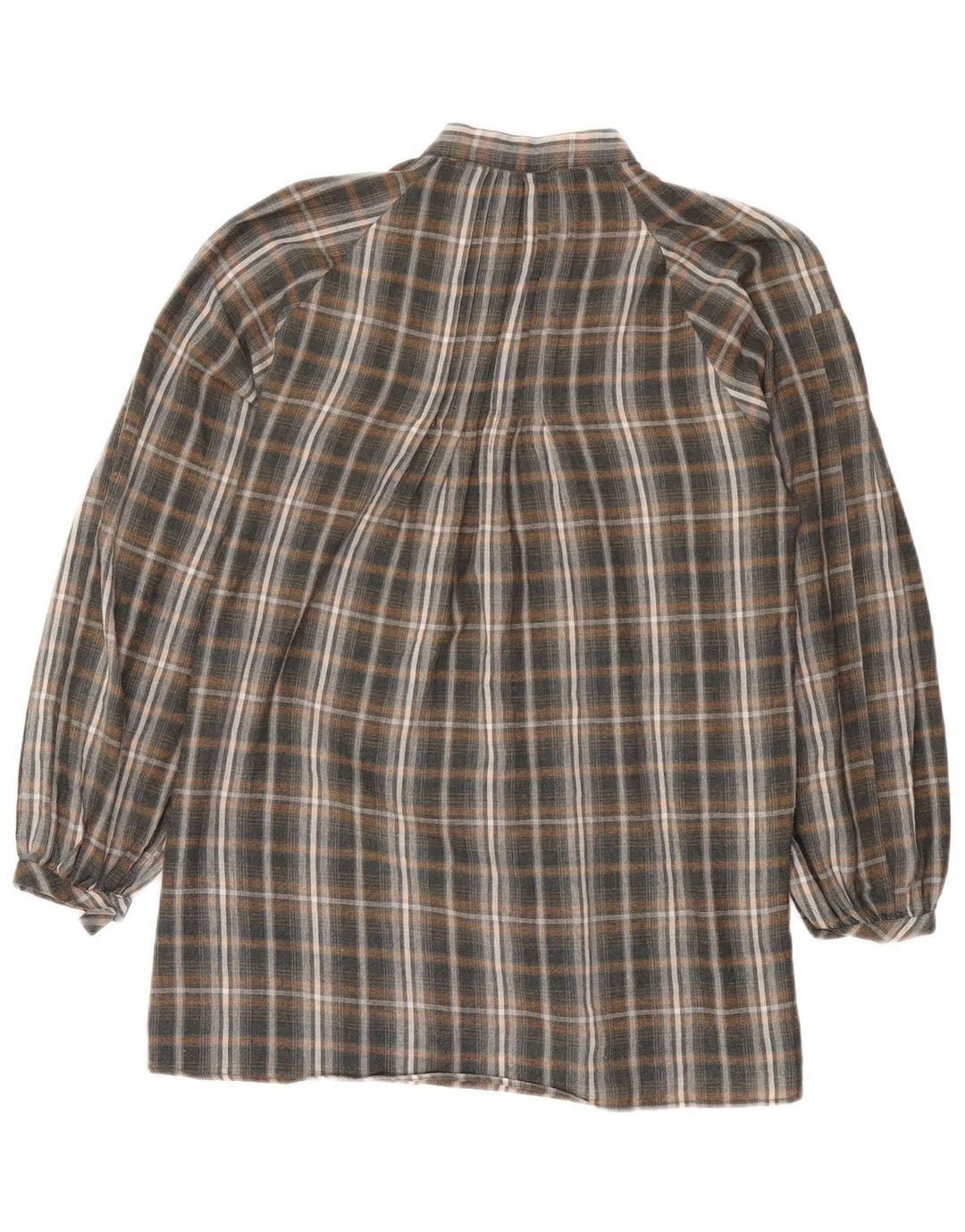 Zara Womens Longline Loose Fit Pullover Shirt UK 14 Medium Grey Check