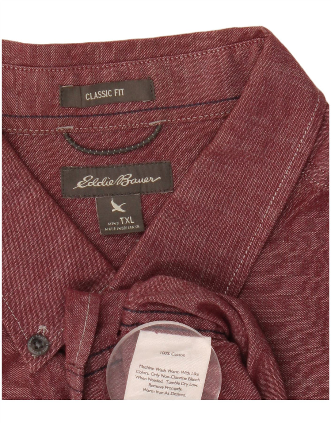 EDDIE BAUER Mens Tall Classic Fit Shirt XL Burgundy