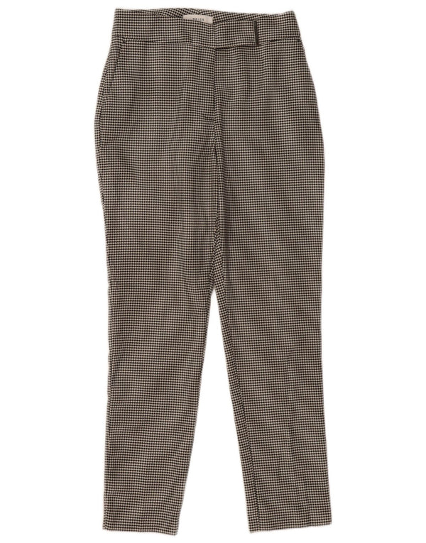 Reiss Womens High Waist Suit Trousers UK 10 Small W28 L29 Black Houndstooth