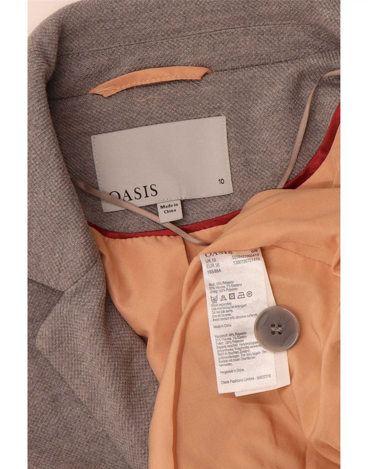 Oasis Womens Loose Fit 1 Button Blazer Jacket UK 10 Small Grey Polyester